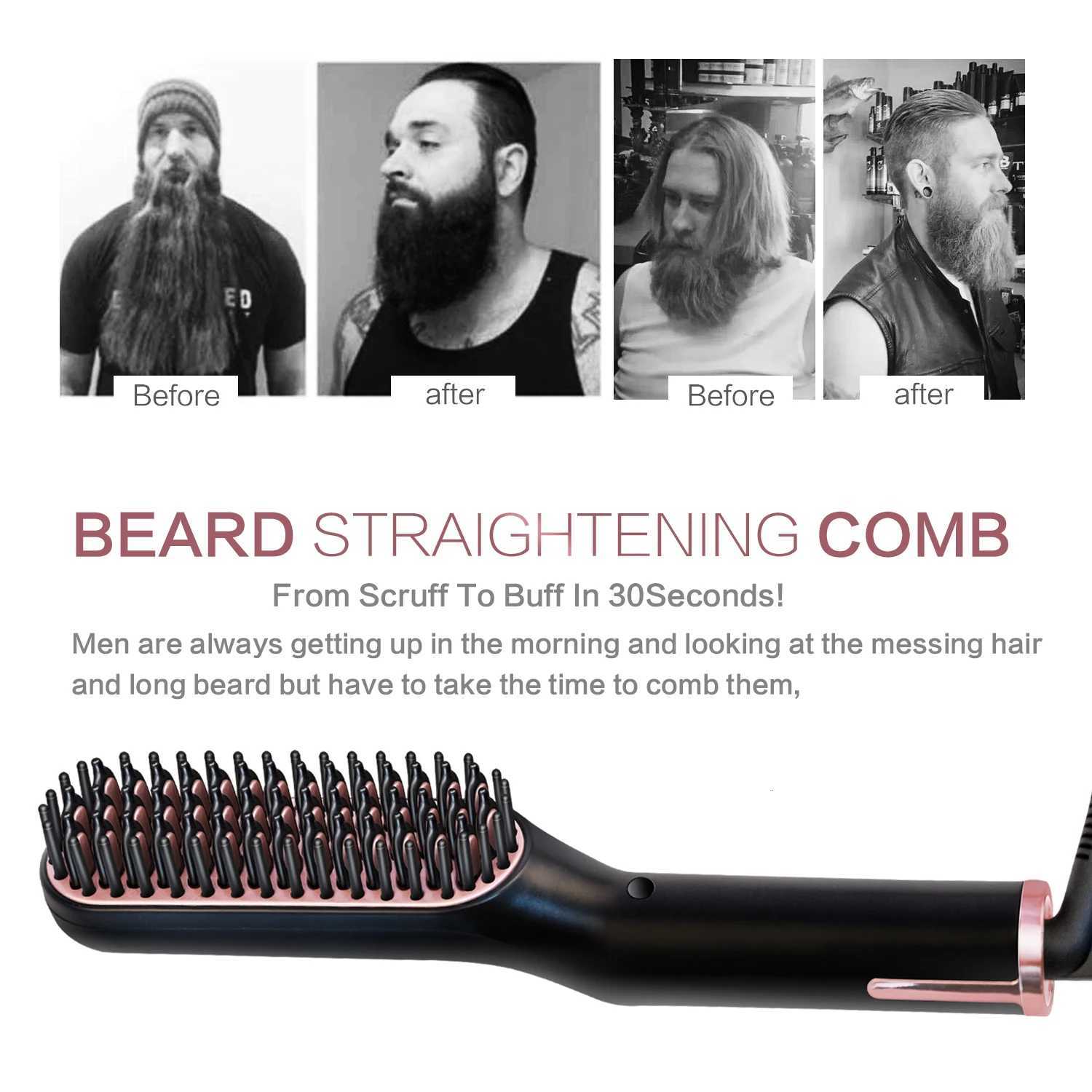 Hot Comb Straightener Heating Comb For Men Beard Electric Negative Ion Hair Straightening Brush Can Be Used Wet or Dry Quick Hair Styler W250814