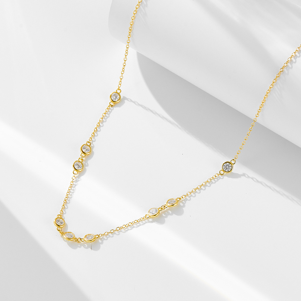 Sterling Sier Classic Layered Dia Necklace for Women, Ins Style, Light , Niche Design, Simple and Versatile Collarbone Chain