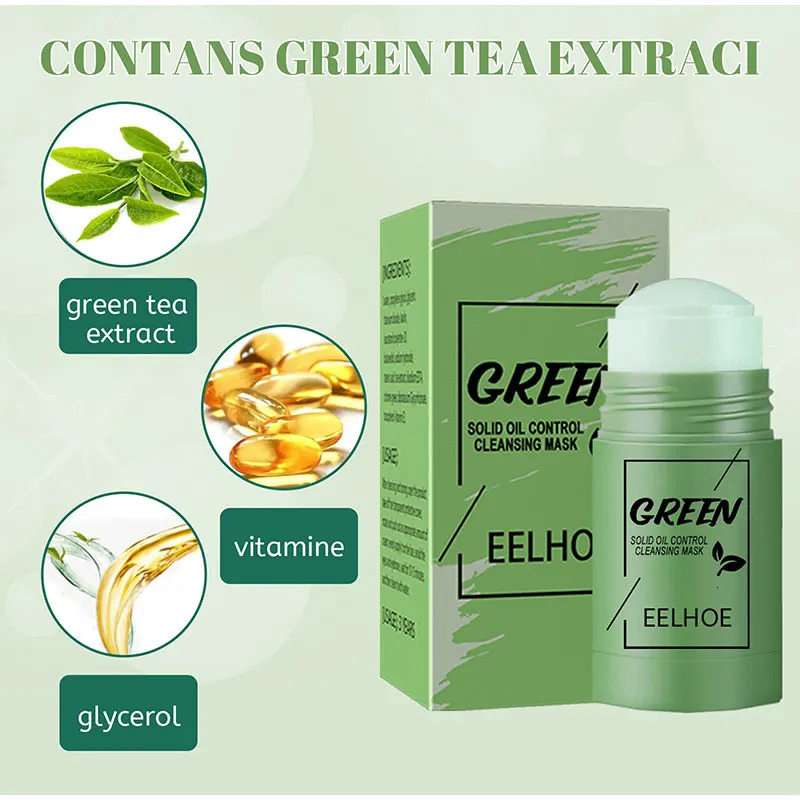 Green Tea Cleansing Solid Face Mask Stick Cleans Pores Remove Acne Blackhead Oil Control Lighten Moisturizing Beauty Skin Care 250807