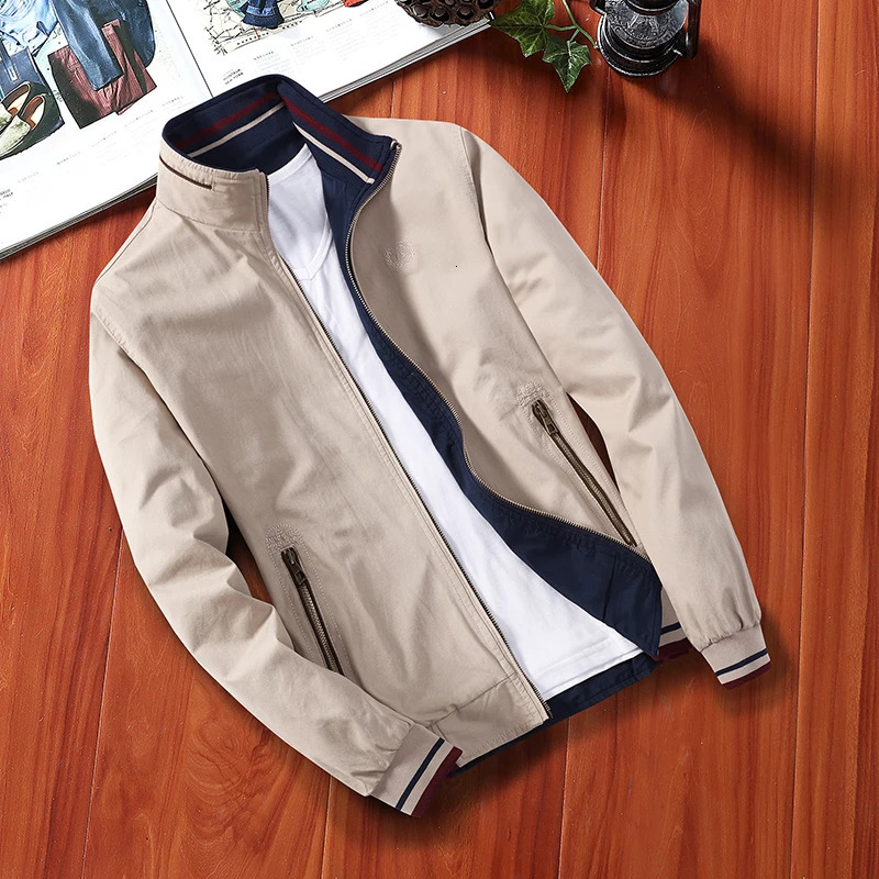 Mens Windbreaker Cotton Zipper Jackets Men Baseball Pilot Bomber Jacket Casual Slim Fit Solid Double-sided Wear Coat Autumn 250813
