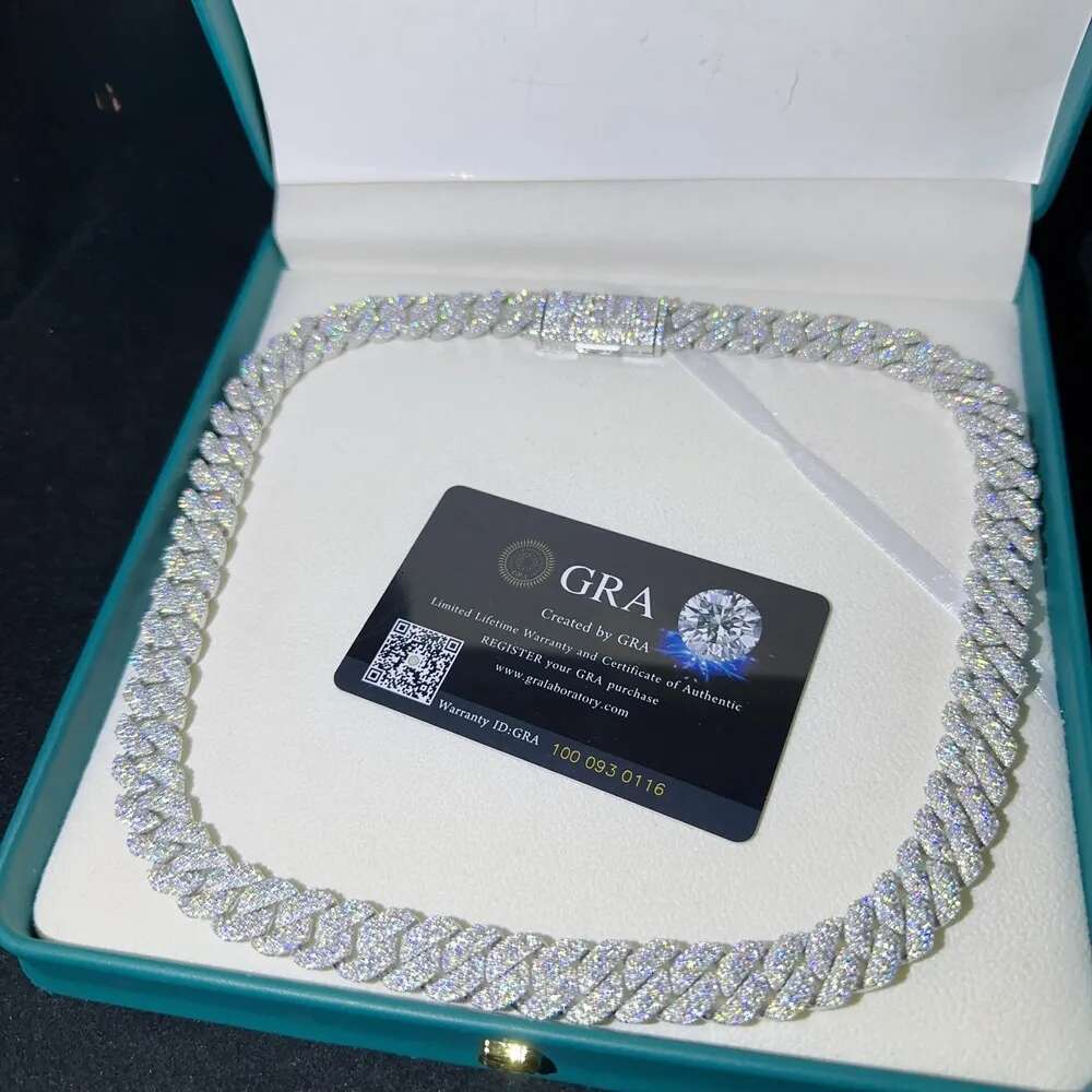 Pass Tester VVS Moissanite Lab Dia Sier Necklace and Hip Hop Iced Out Jewelry Cuban Link Chain