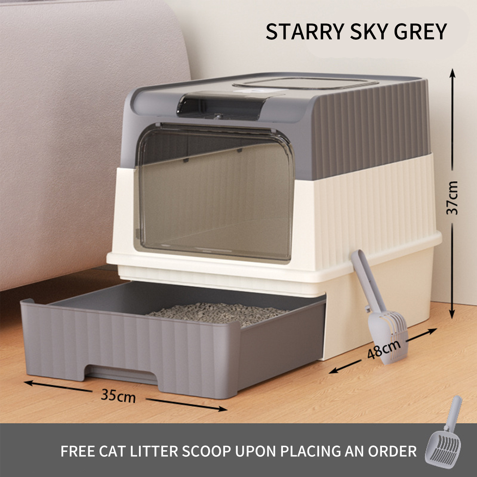 Cross border dropshipping oversized drawer style cat litter box, fully enclosed, UV resistant, cat toilet pet supplies