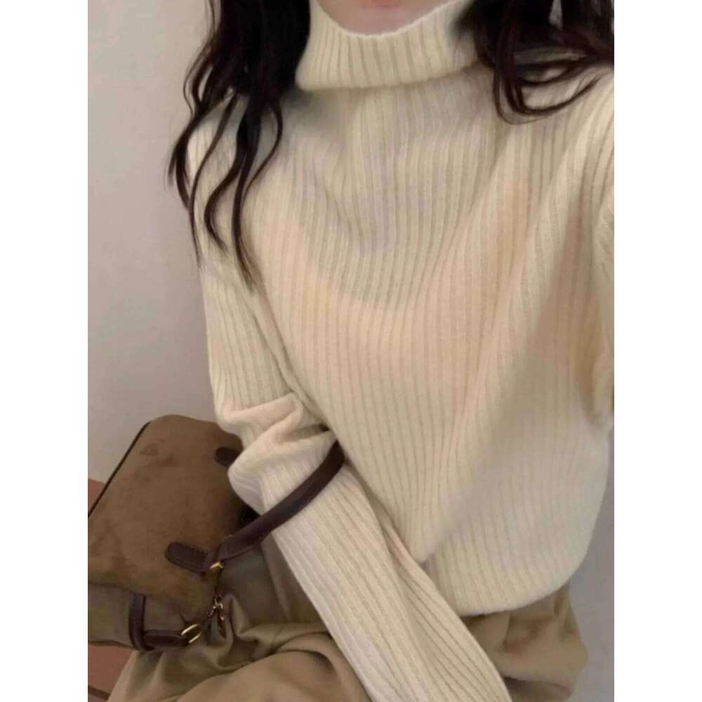Autumn And Winter Turtleneck 100 Pure Cashmere Women's Lazy Loose Pullover Sweater Knitted Wool Base Shirt 20250809