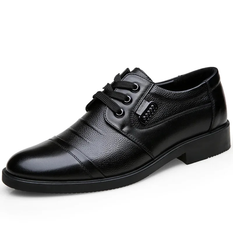 Mens Genuine Cow Leather Shoes Business Casual Shoes With Triple-Stitched Soles For Middle-Aged And Elderly Men 250814