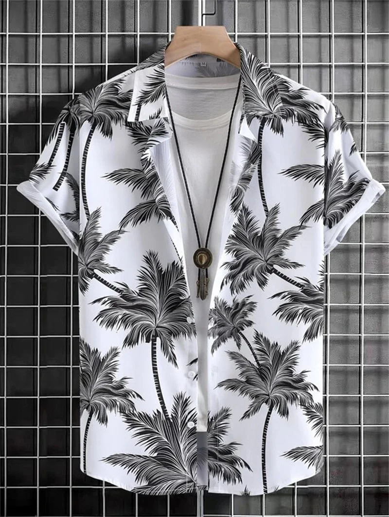Hawaiian 3D Coconut Tree Top Mens Summer Beach Casual Clothing Street Outdoor Party Shirt Loose Breathable 250804
