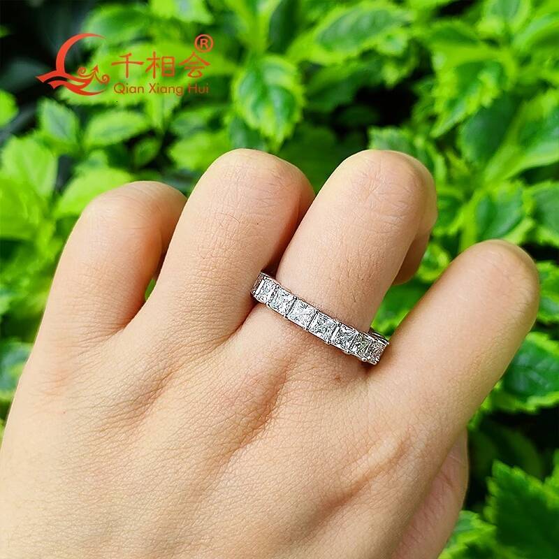 square 3.5mm Tension setting Eternity Band D white vvs moissanite 925 Sterling Silver Ring Jewelry Rings Engagement Ladies men