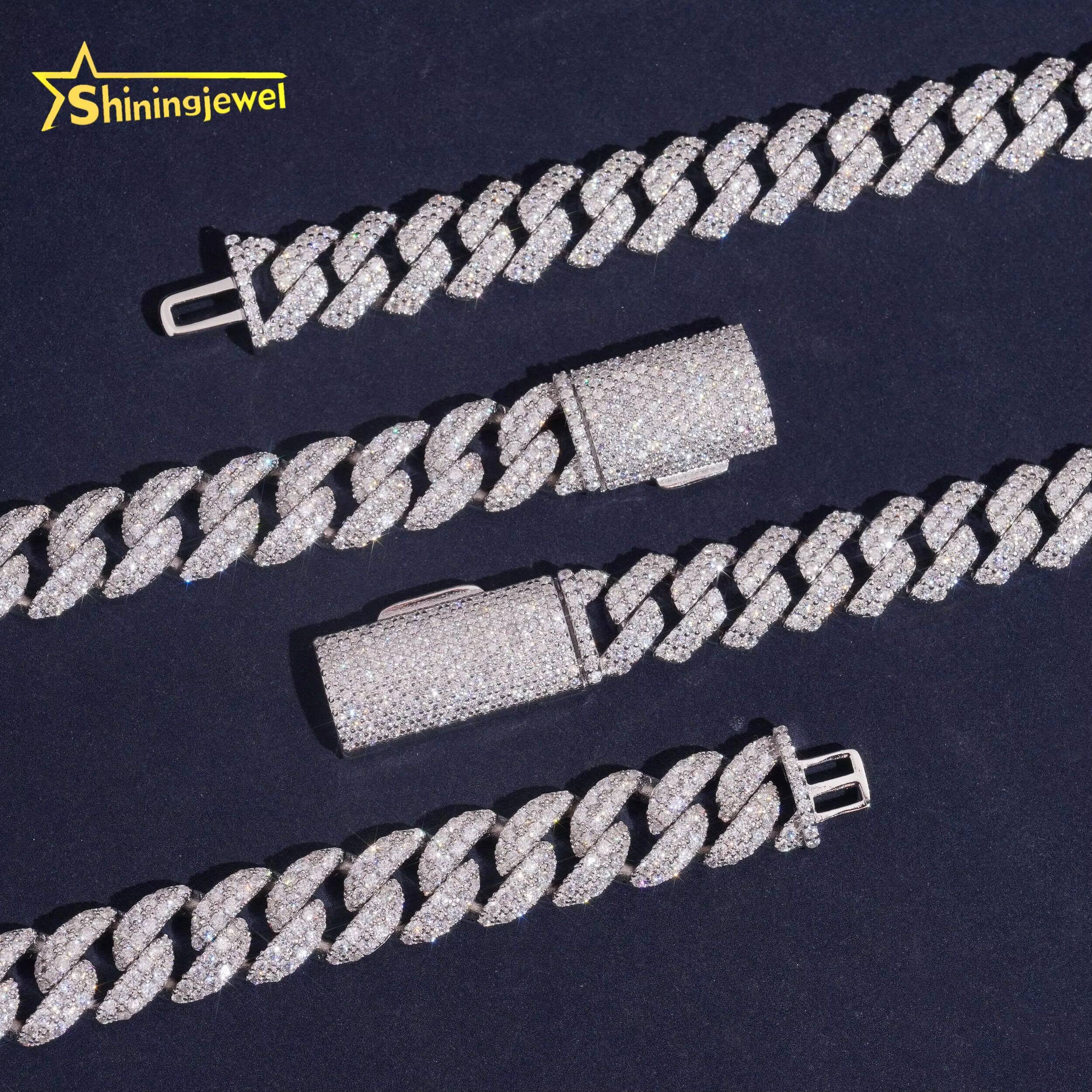 Hip Hop Jewelry Supplier Over10 Years Experience 50 Designs Ready Stock Glittering S925 Silver 12mm Moissanite Cuban Necklaces