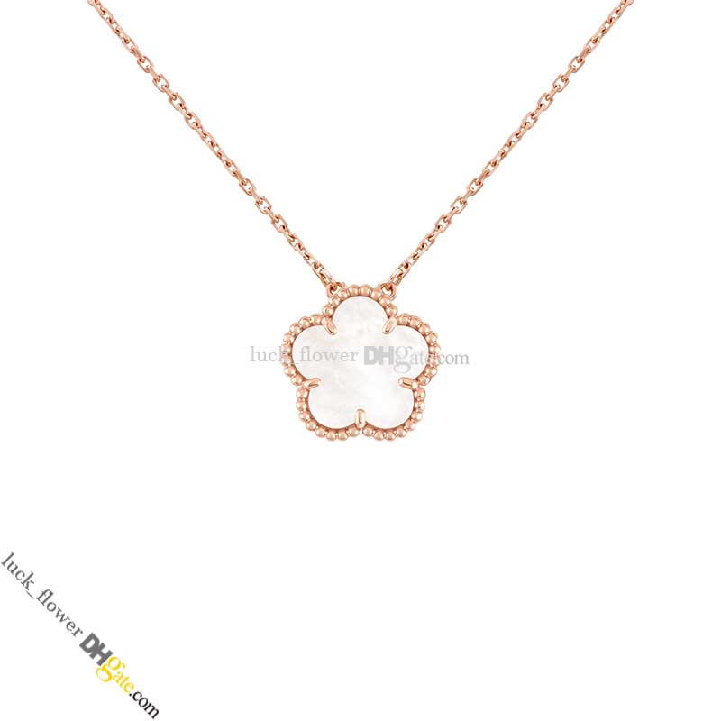 Alhambra Clover Pendant Necklace Agate Shell Mother-of-Pearl for Women Necklaces Hypoallergenic Jewelry Gift;Rose Gold