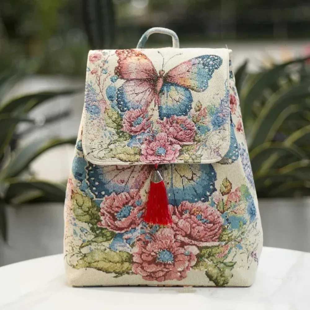 Backpack Bags for Women Embroidery Ethnic Style Streetwear Fashion Casual Vintage Elegant Harajuku Travel Canvas Bag Sports XJ250814