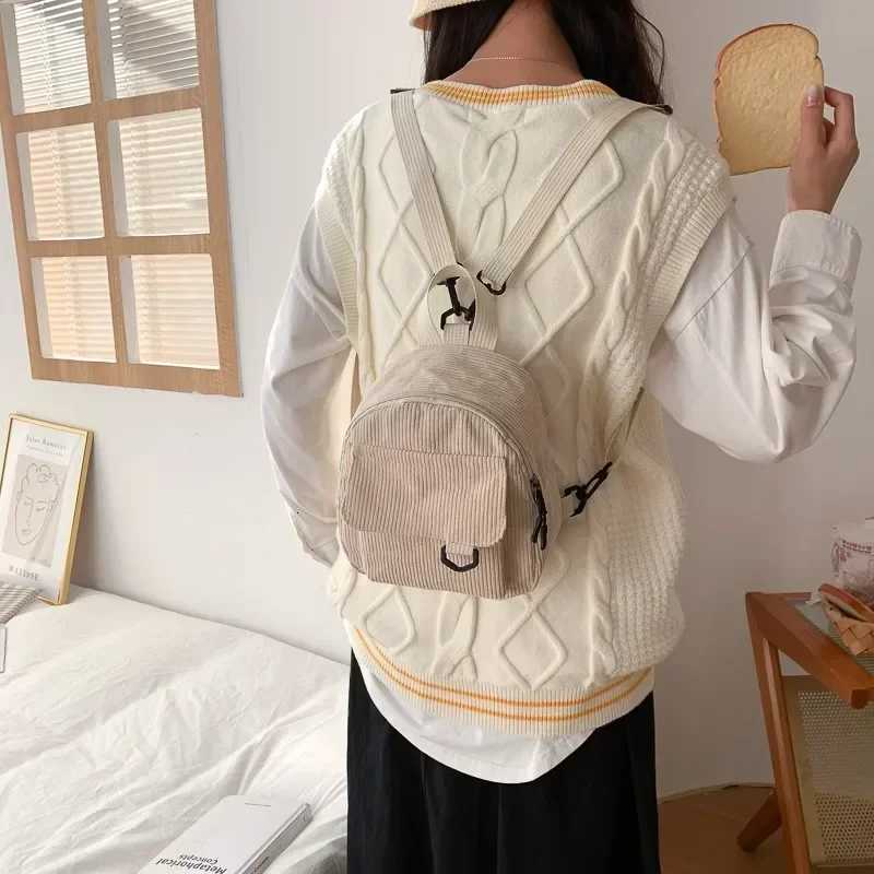 Mini Backpack Ins Super Hot and Cute OL Commuting Small Makeup Bag with Striped Velvet Texture Versatile Student Backpack XJ250814