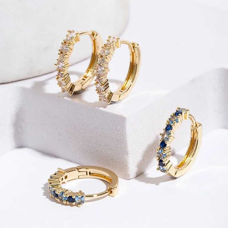 Luxury Stainless Steel Colorful Zircon Hoop Earrings for Women Fashion Korean Huggie Earrings Wedding Jewelry Womens Earrings XJ250814
