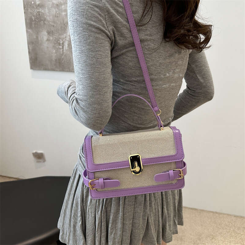 Trendy contrast color stylish ins hand held single shoulder crossbody popular this year 2024 new summer women's small square bag