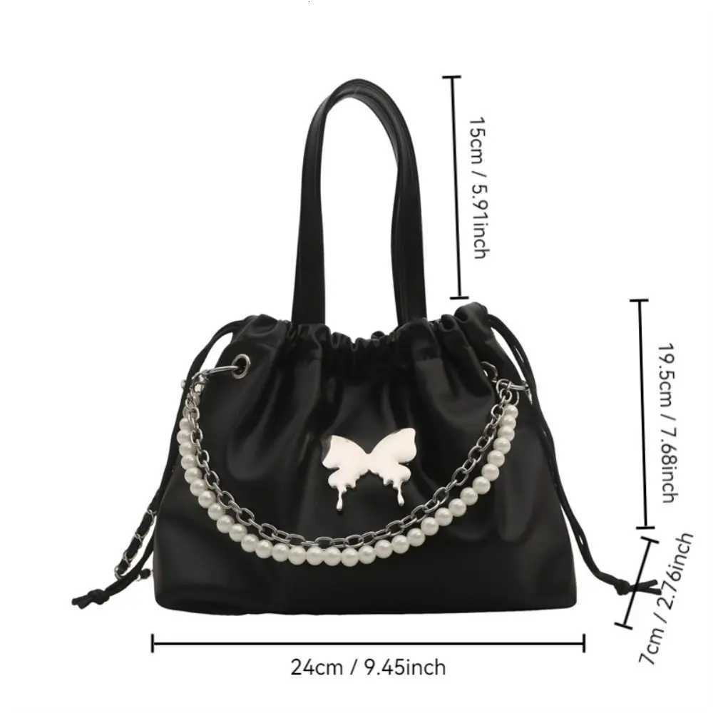 New Large Capacity Womens Backpacks Pearl Chain PU Leather Shoulder Bags Drawstring with Handle Mini Backpacks Women XJ250814