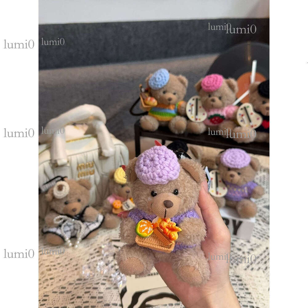 Cartoon Dressing T-shirt Little Brown Plush Teddy Bear Backpack Pendant Keychain Doll Car Hanging Decoration
