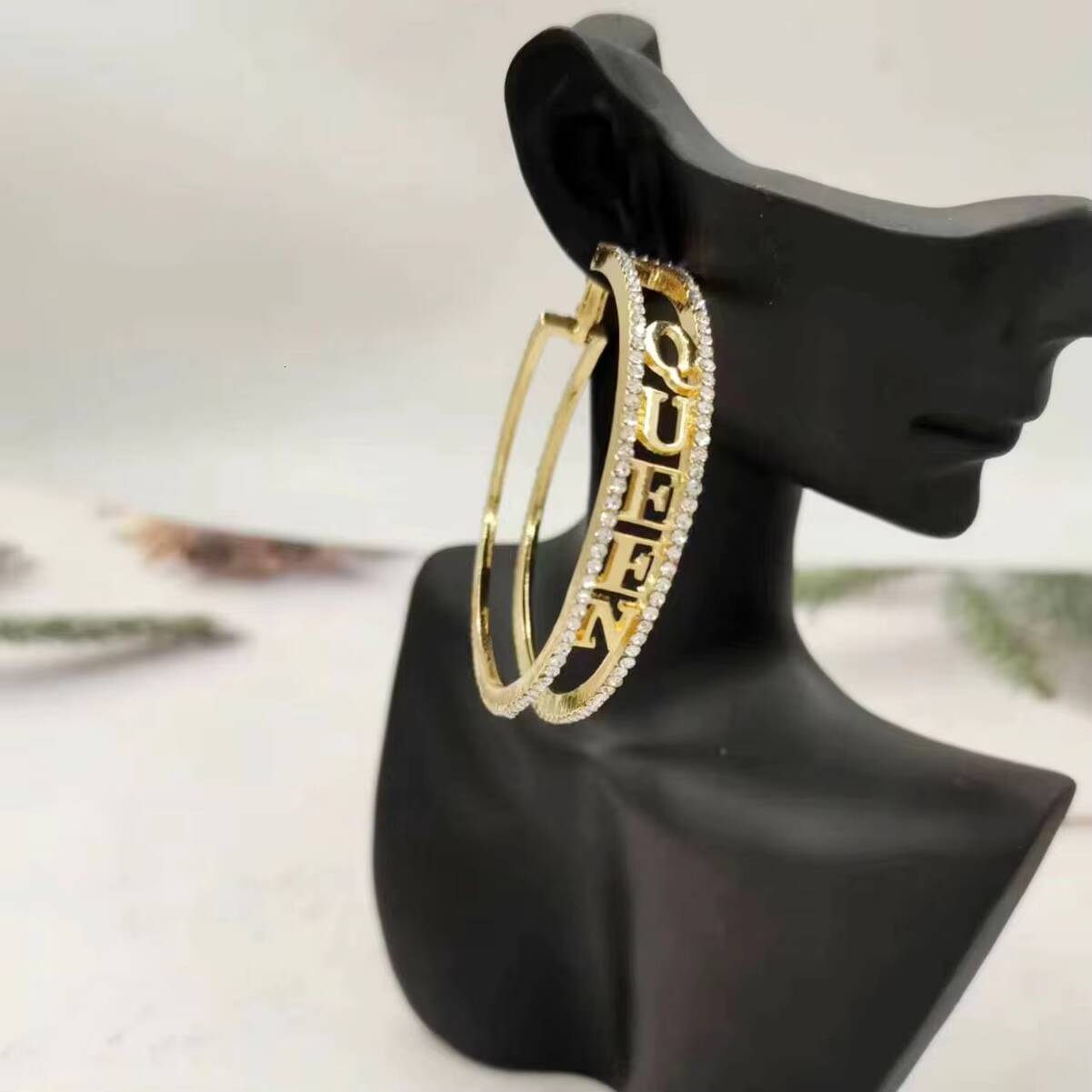 Production of Zinc Alloy Letter Queen Large Exaggerated Women's Earrings Cross-border Circle