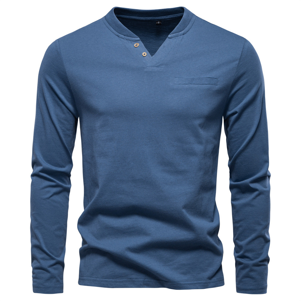 Designer t shirt Men's Fall 2025 Casual V-Neck Long Sleeve T-Shirt Slim Fit 100% Cotton Basic TopEuropean size: S-2XL