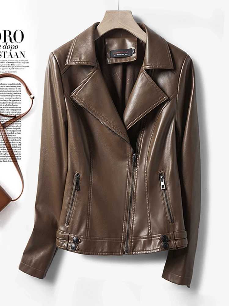 Spring and Autumn New Genuine Leather Clothes Womens Short Slim Fit Fashionable Korean Style Large Size Leather Jacket Small M250729
