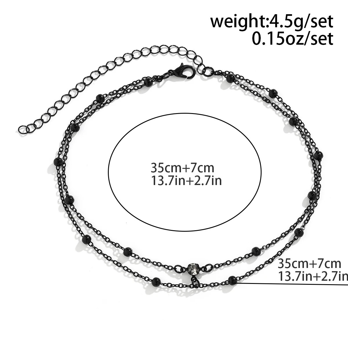 Multilayer Gothic Black Thin Chain Zircon Choker Necklace for Women Vintage Simple Clavicle Link Halloween Jewelry Accessories 250811