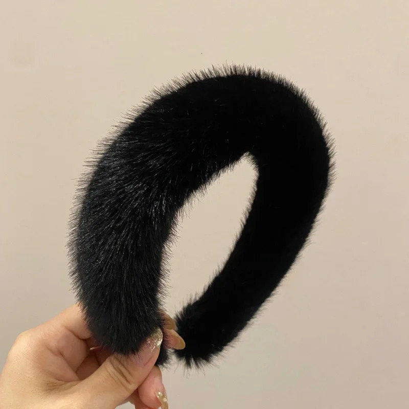2024 Winter Real Mink Fur Head Band Turban Head Wrap Fluffy Natural Rabbit Fur Warm Hairband Wool Plush Headwear Hairhoop250812