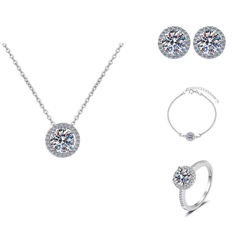 Fine Fashion Jewel GRA Certified Design VVs1 Moissanite Round Shape Dia Jewelry Sets S Sterling Sier Women Ladies