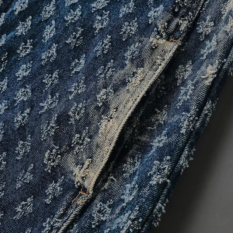 Retro Trendy Motorcycle Denim Vest for Men Spring and Autumn High Street Stylish Loose Jacquard Sleeveless Outerwear 250805