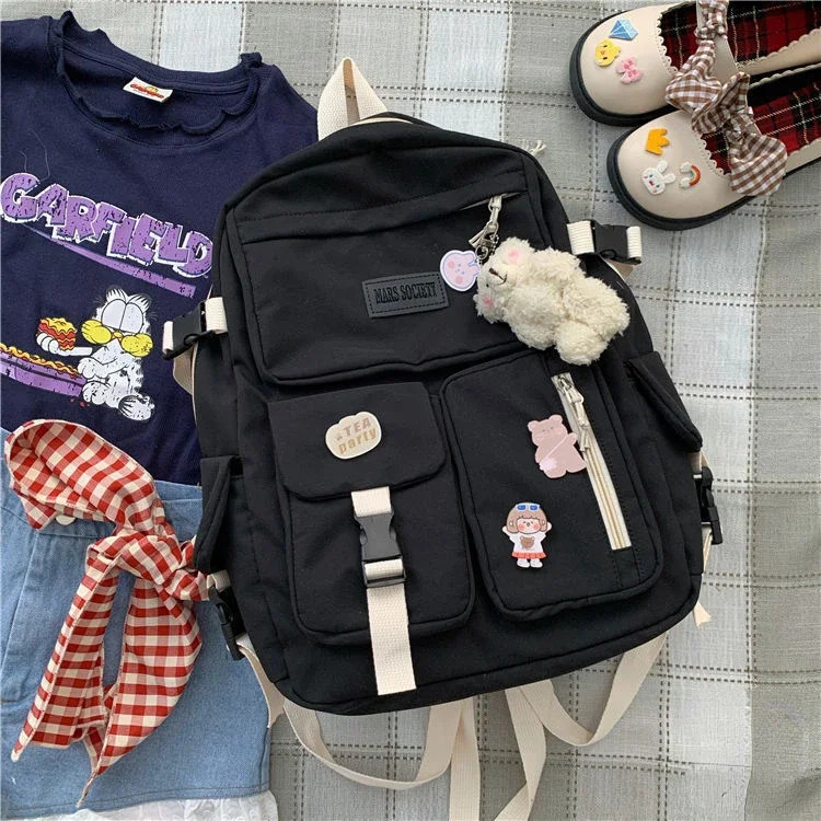 Girl Backpack Student School Backpacks for Teens Woman Kawaii School Bag Female Korean Harajuku Bookbag 250813
