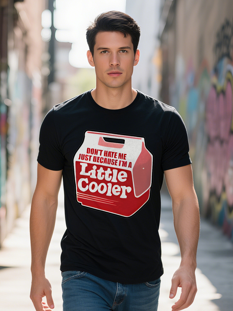 Men s Graphic T Shirt with Don't Just Hate Me Little Cooler Print Black Round Neck Summer Tee Regular Fit Top for