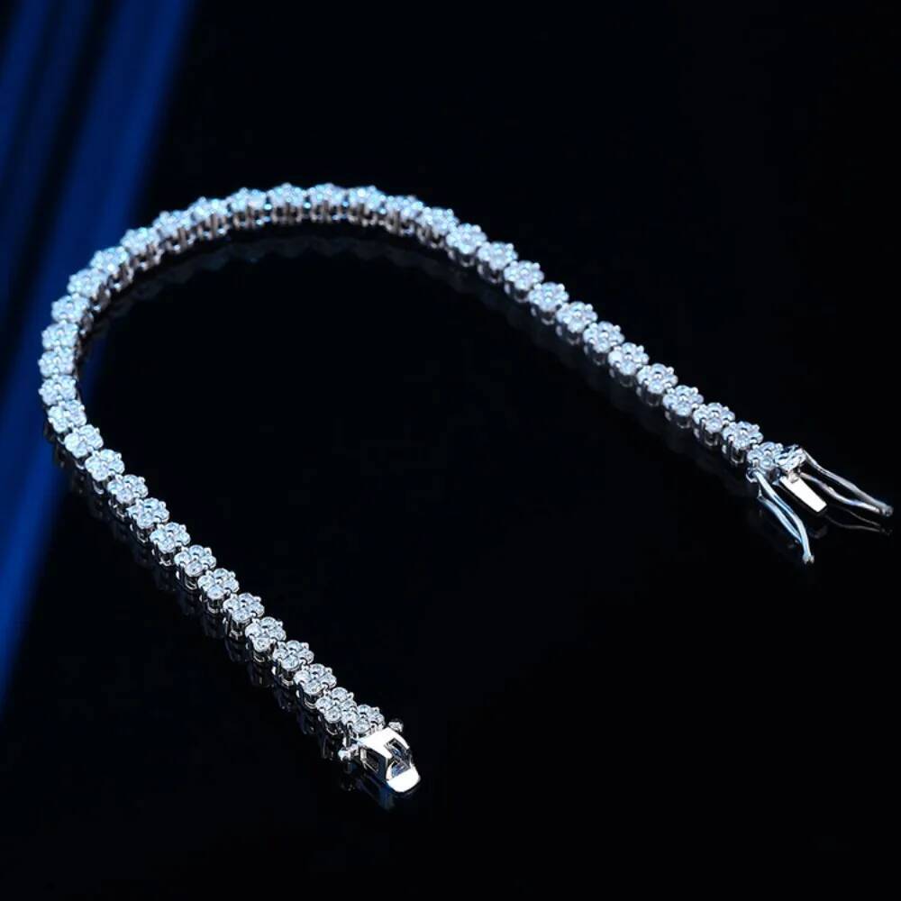 NKHOG Full Moissanite Bracelets Women 925 Sterling Silver Flower Design Wedding Diamond Hand Chains Party Gifts Fine Jewelry GRA