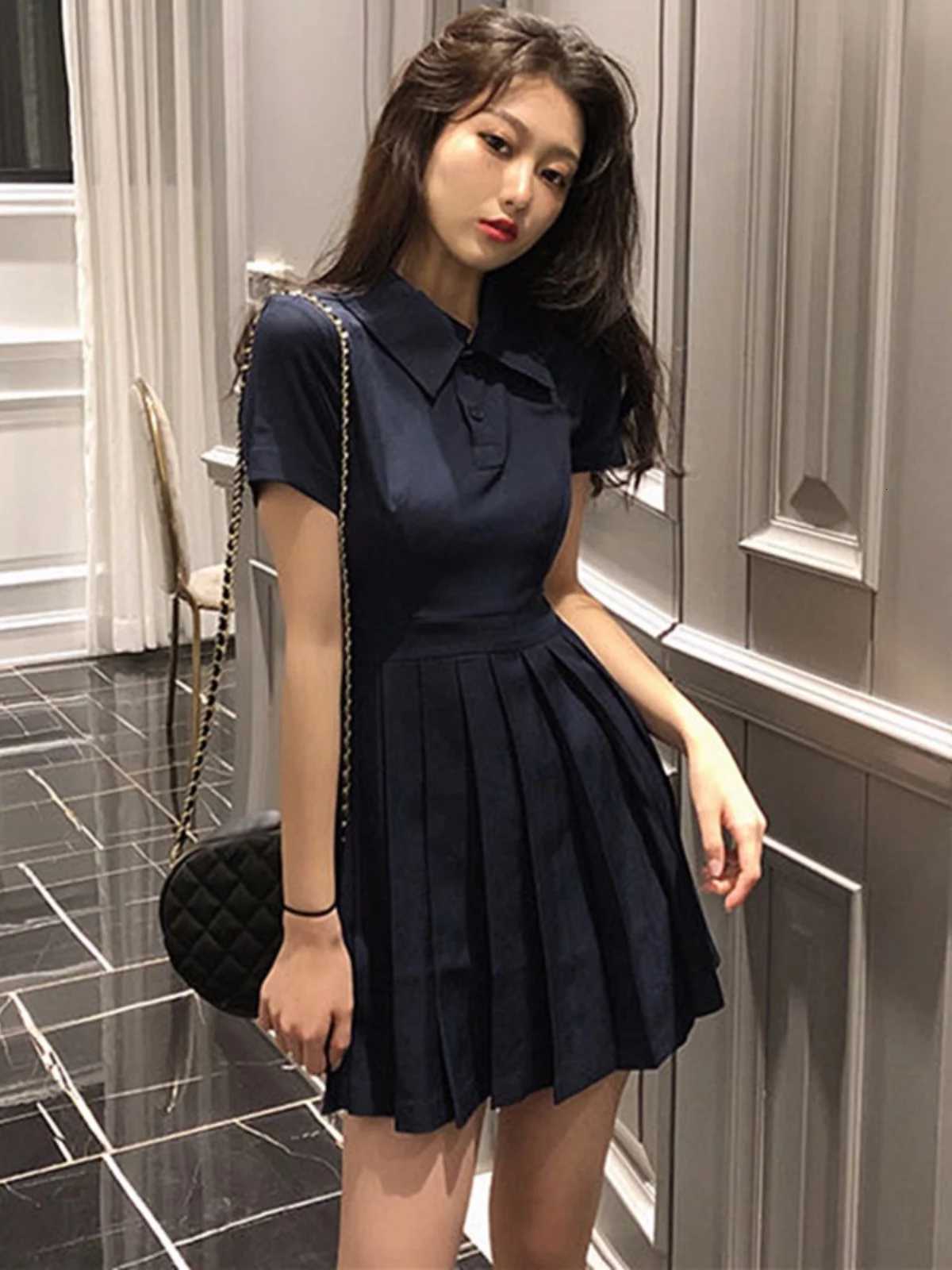 Hebe Sle Retro Collar Little Black Dress Women Sweet And Spicy Waist Cinching Summer Or T Sve High Waist A-Line Dress XJ250814