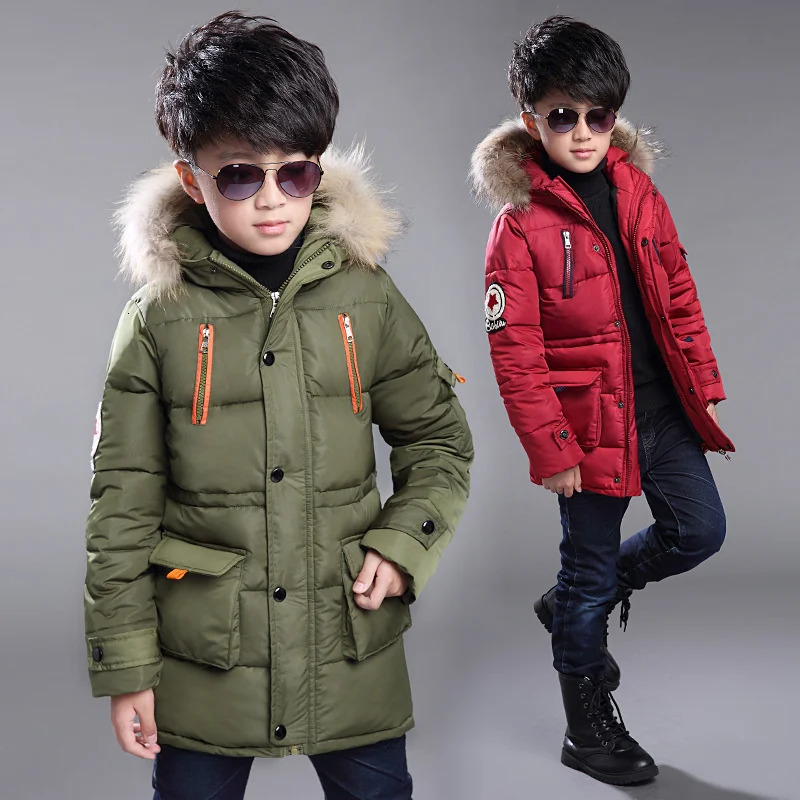 -30 Degrees Boys Down Jackets Winter Warm Outerwear Teens Thicken Windproof Coats Kids Clothing Fashion Long Parkas Boys Jackets 250813