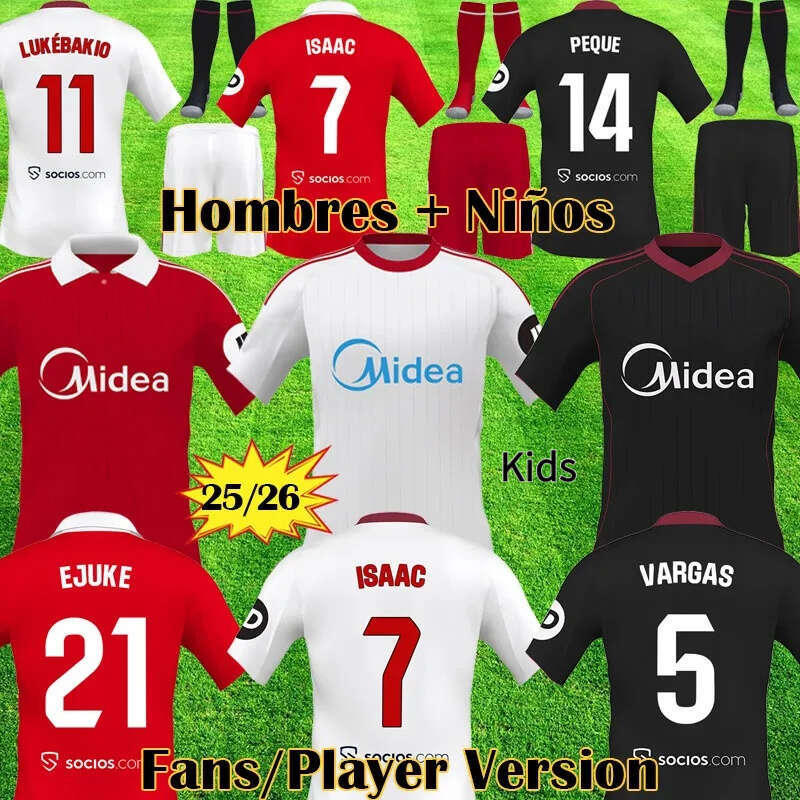 25 26 Sevilla soccer jerseys ISAAC SOW FC EJUKE JUANLU LUKEBAKIO football shirts PEQUE 2025 2026 Men kits Kids Equipment