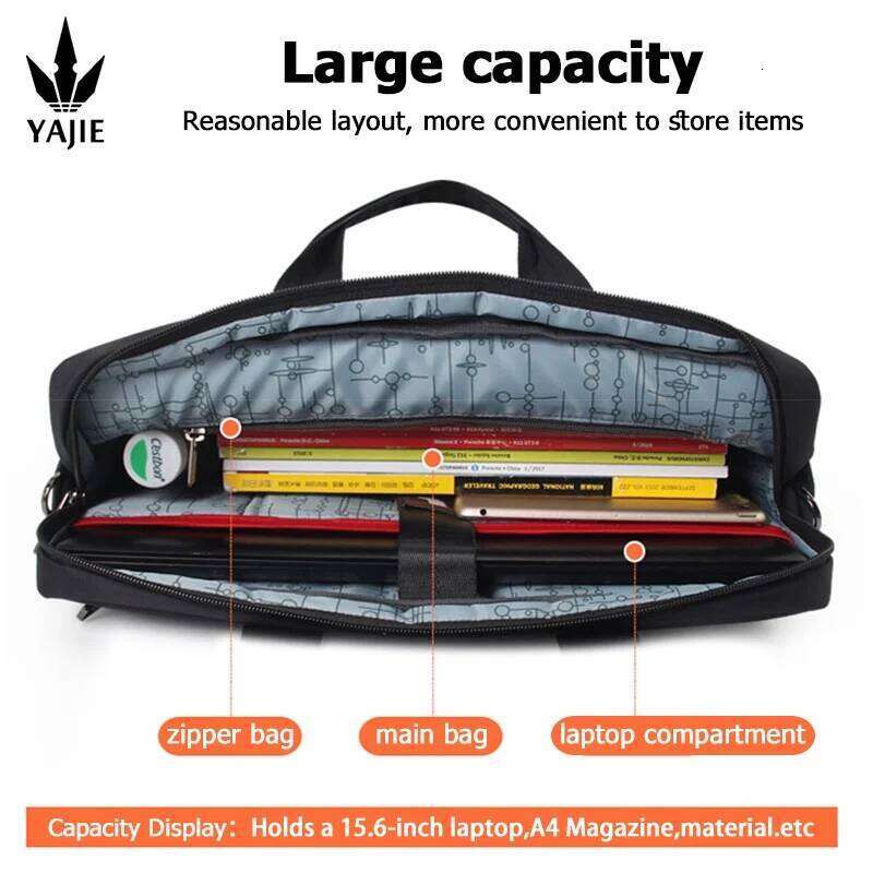 Business men's briefcase canvas waterproof large capacity 15.6 inch laptop work business official bag office