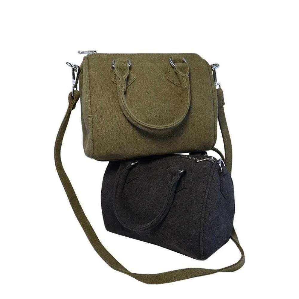 Women Casual Single Shoulder Army Green Canvas Pillow Small Female Tote Handbag Bucket Bag Japanese Crossbody Bags