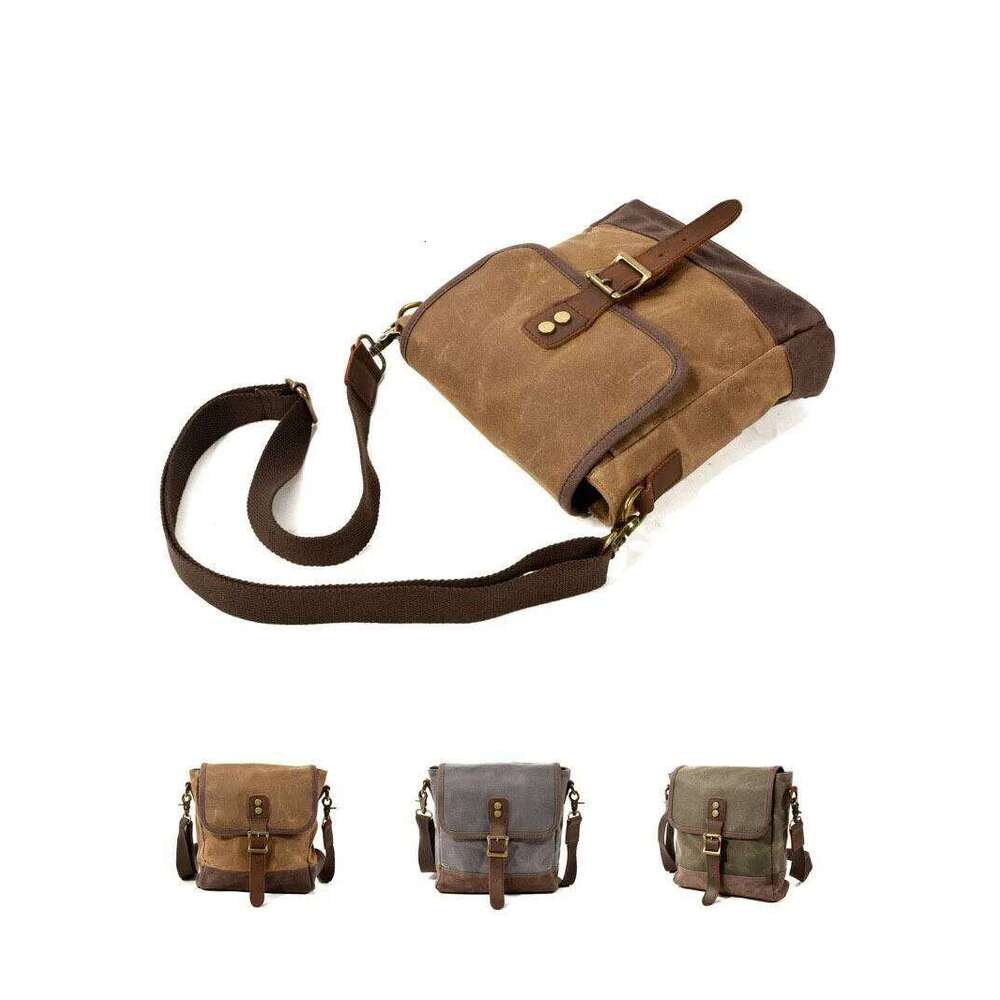 City Bag Japan And South Korea New Men's Fashion Crossbody Shoulder Oil Waxed Canvas With Leather Leisure Outside Travel Bag