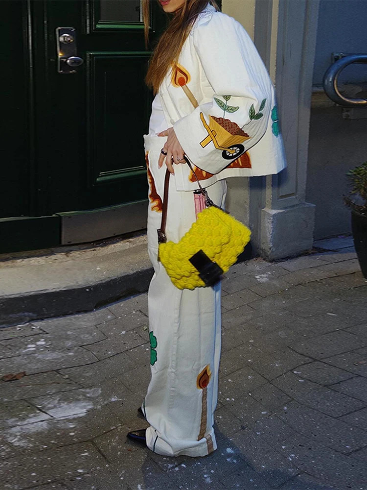 Casual Patchwork Printed Women s Jackets Loose O-neck Single Breasted Full Sleeve Jacket Female 2025 Early Autumn Lady Outwears 250813