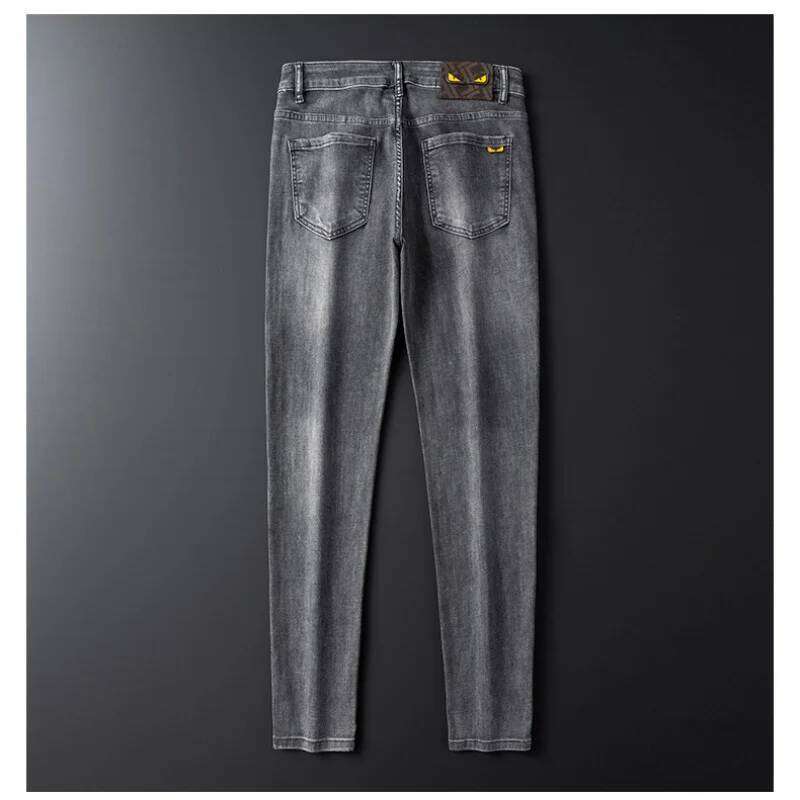 2024 spring and summer new high-end affordable fashion jeans men's stretch denim slim fit tapered casual trousers