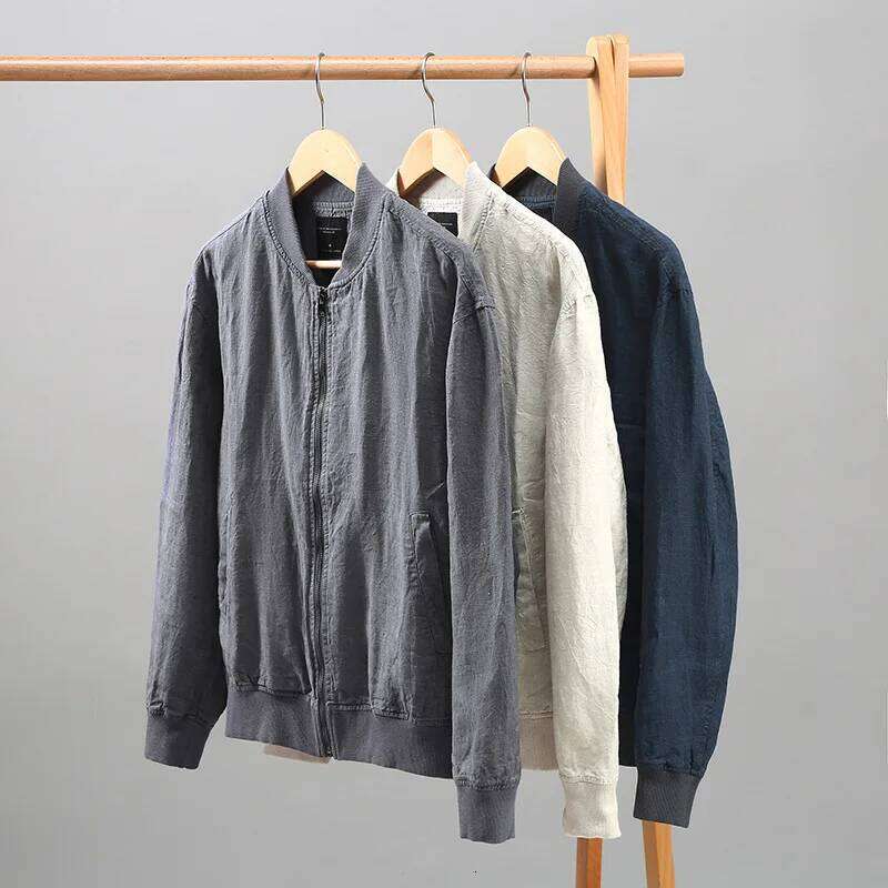 Designer Clothing 2025 2025 Summer Travel Styles Pure Linen Bomber Jacket Thin Breathable Italian Designer Timeless Elegance Men's Clothing