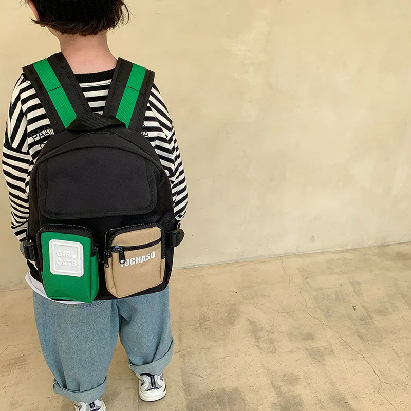 Childrens Backpack Wew Color Contrast Letters Little Boy Kindergarten Schoolbag Korean Version Of The Baby Preschool Class 250813