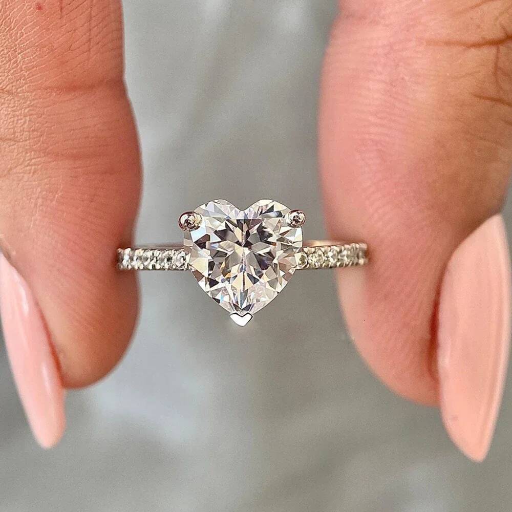 1/2carat Heart Cut Moissanite Engagement Rings for Women 100% 925 Silver D VVS1 Lab Diamond Promise Wedding Ring with Certficate