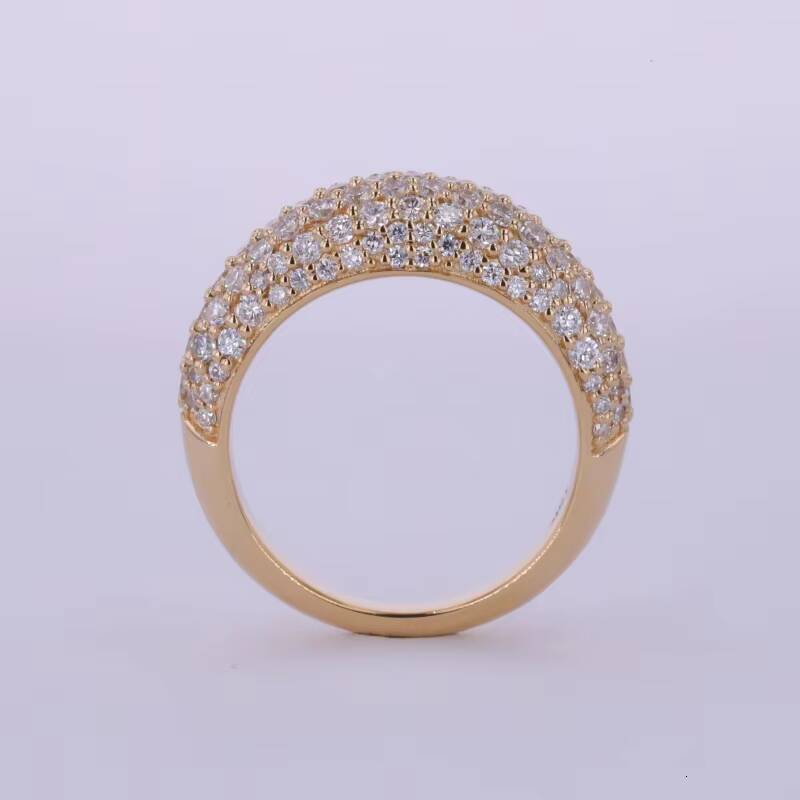 Starsgem Pave Dome Dia Ring 10K 14K Yellow Gold Round Briiliant Cut Lab Grown Dias Wedding Rings