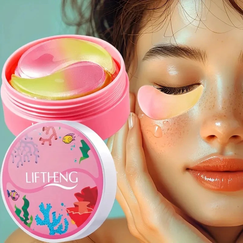 60pcsbox Seaweed Sakura Crystal Collagen Eye Mask Dark Circles -aging Eye Patches Gel Masks Skin Care 250813