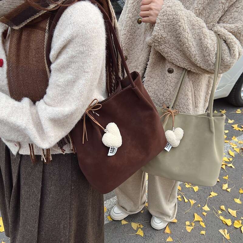 Suede Underarm for Women 2025 New Large Capacity Matte Bucket Korean Style Simple Versatile Shoulder Bag