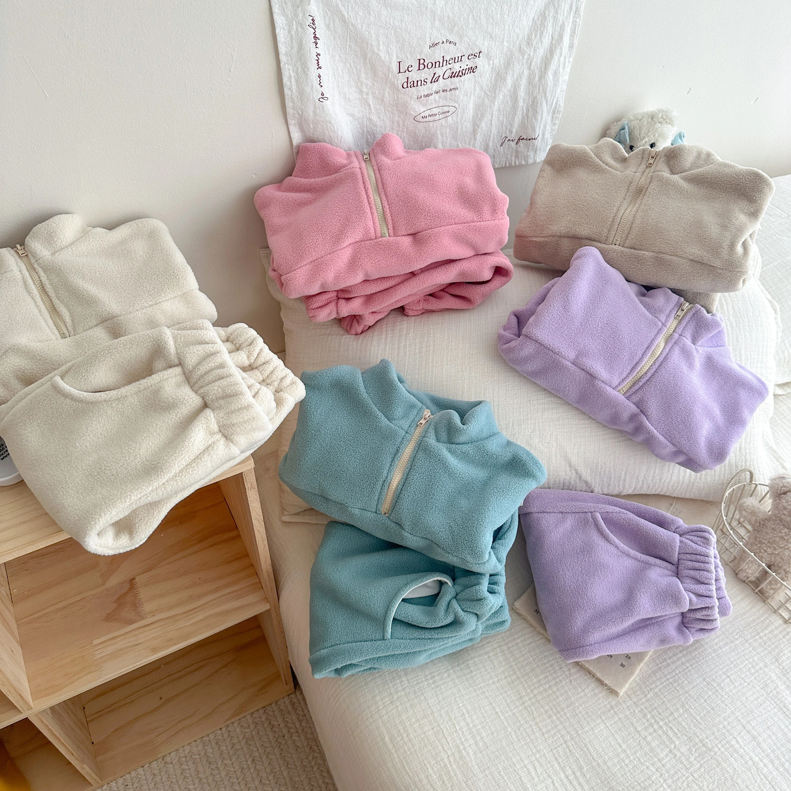 TZ2479 In-Stock Korean Style Baby Toddler Double-Faced Fleece Sports Suit Spring Autumn Outerwear Two-Piece Set for Infants 250813