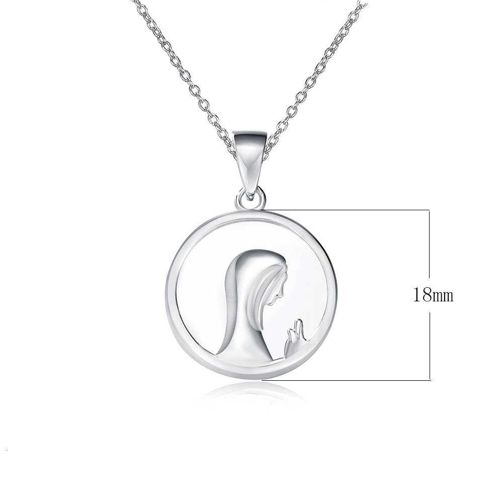 Hot-selling Sier Natural White Shell Religious Prayer Necklace Virgin Mary Portrait Pendant Jewelry for Women