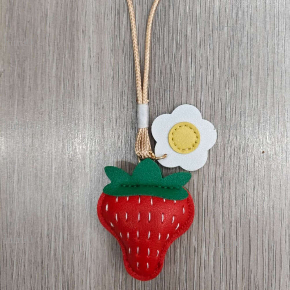 Red New PU Strawberry Small Cute Girly Keychain Bag Decoration Car Pendant
