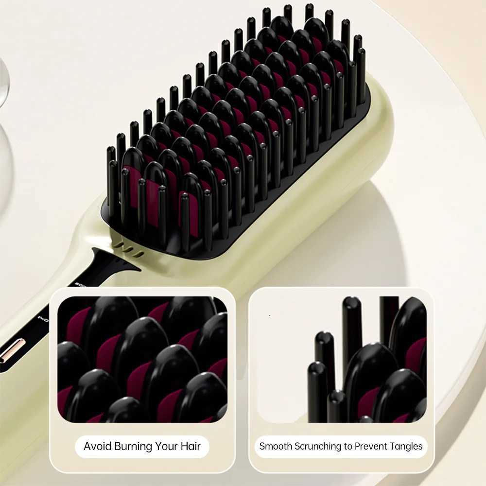 2-in-1 Negative Ion Hair Straightening Brush Hair Straightener Heating Comb Multifunctional Hair Curler Curling Iron Styling Tool W250814