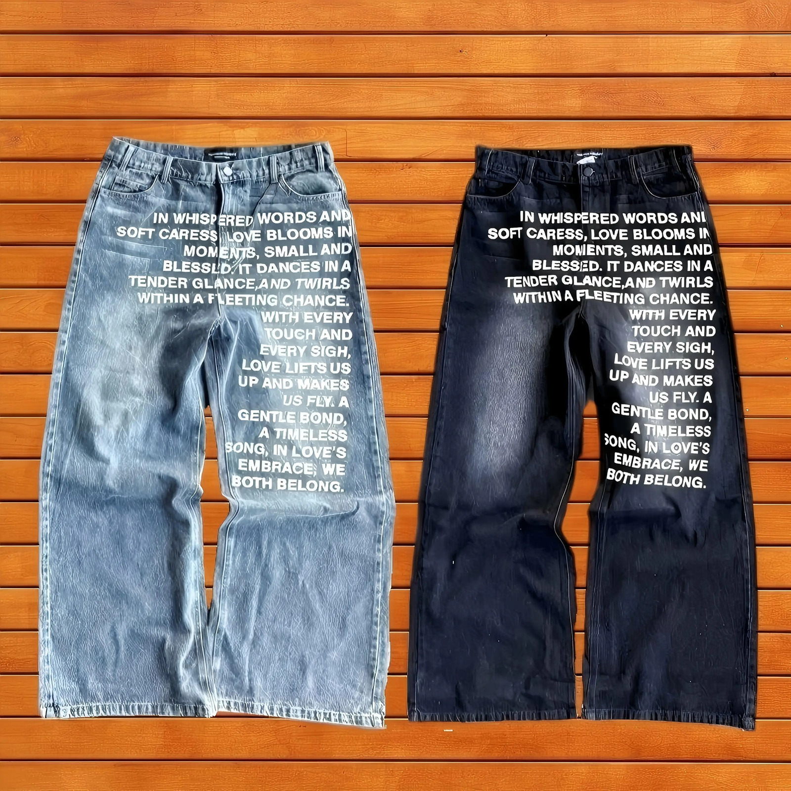blue jeans vintage Fashion Y2K Wideleg pants Harajuku Hip Hop Streetwear Letter Printing Jeans Gothic black baggy casual pants 250813