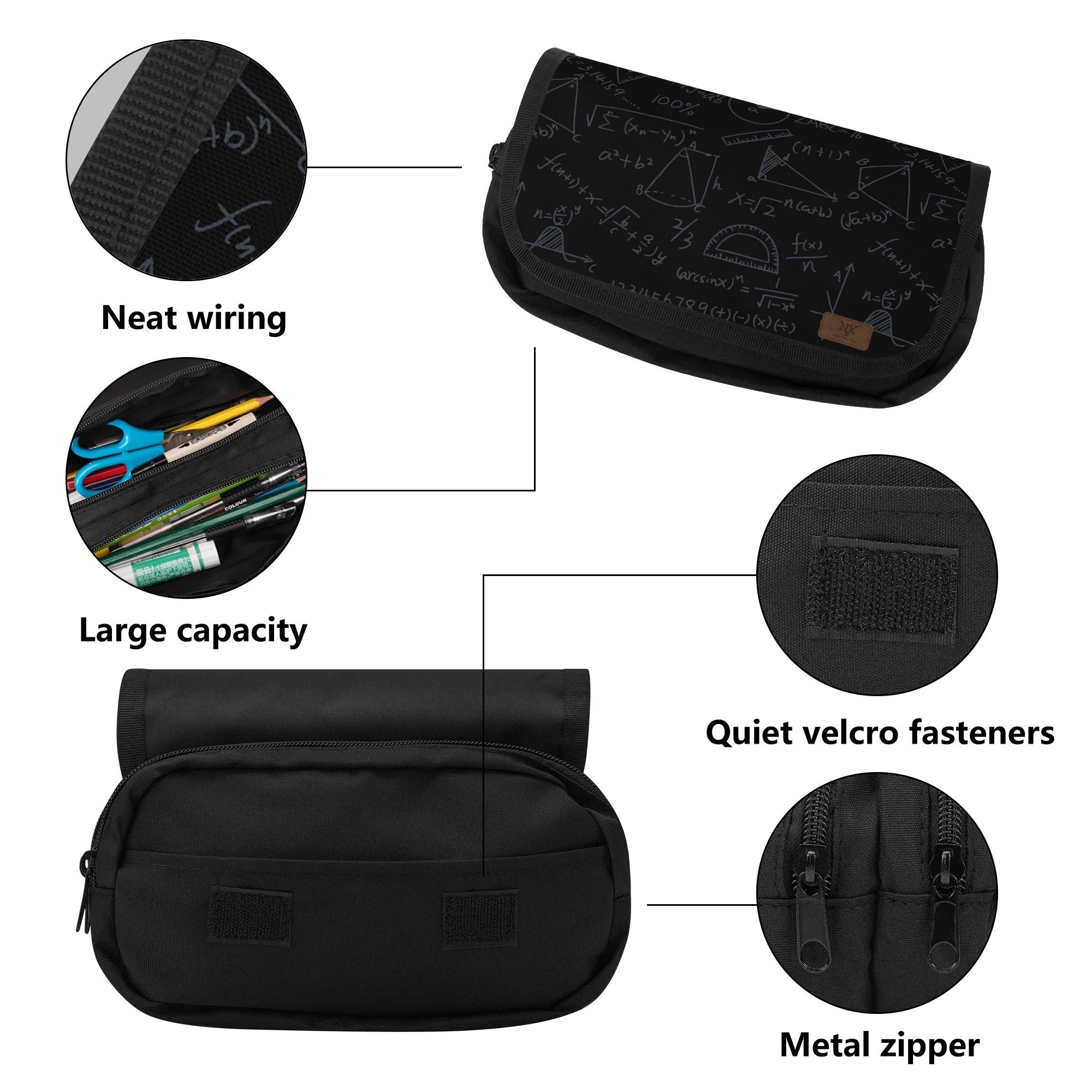 POP Polyester Double Layer Pencil Case Large Capacity School Student Kids Make Up Bag Pen Box Pouch Pencil Bag Stationery Supply