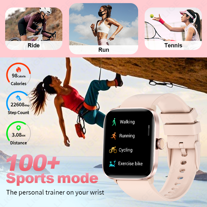 LIGE universal smart watch multifunction watch multiple sports dial custom dial remote control photography blood pressure heart rate deduction monitor