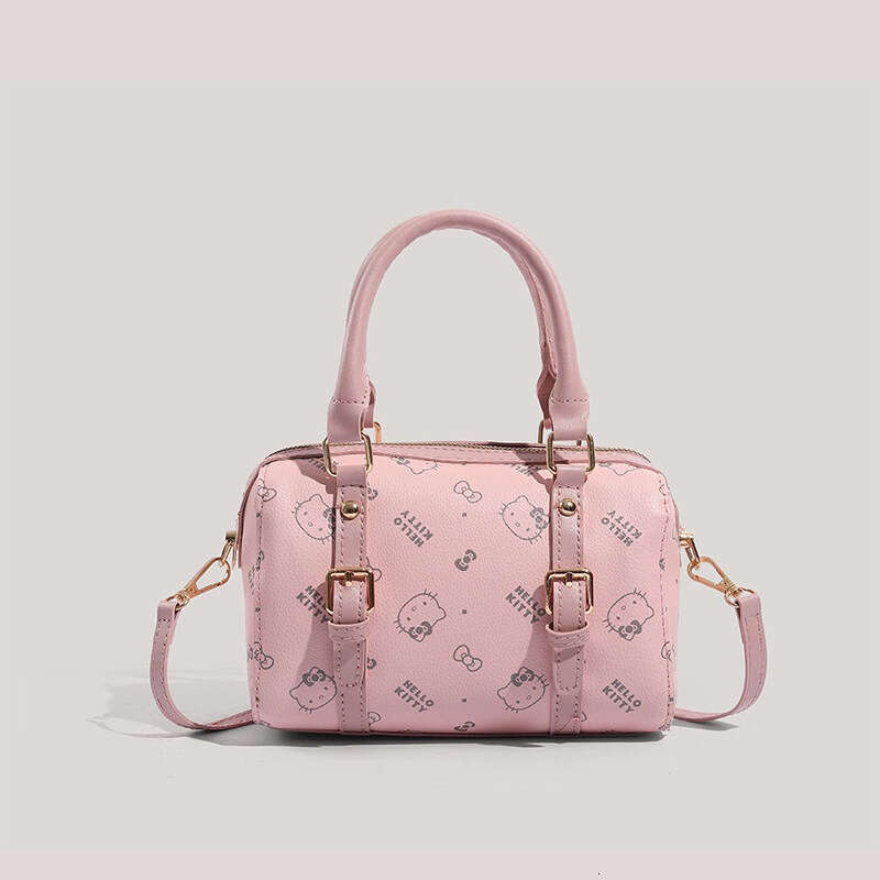 New Hello Kitty Crossbody Handbag Boston Pillow Bag Versatile Classic Fashion Clear Print Texture